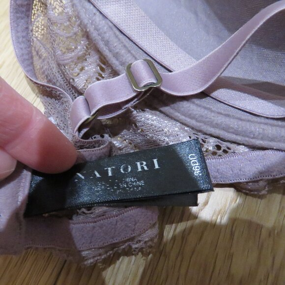 NATORI Feathers Plunge Lace T Shirt Bra in Grape Lilac Purple Mesh - Size 36DD - Picture 10 of 10